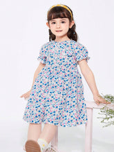 Balabala Girls' Dress Kids' Summer Floral Cotton Collar Dress